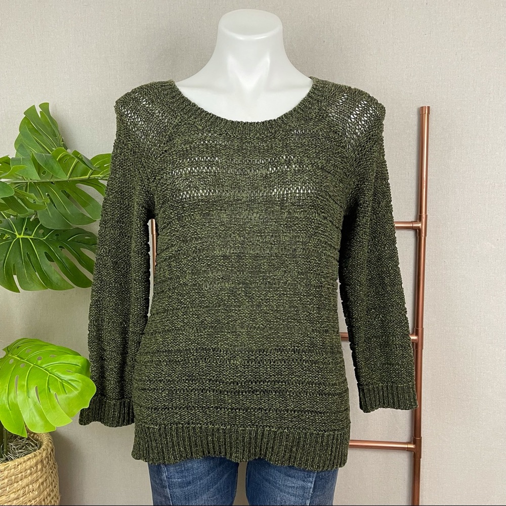 Apt. 9 Green Knit Crew Neck Sweater (Sz Medium)